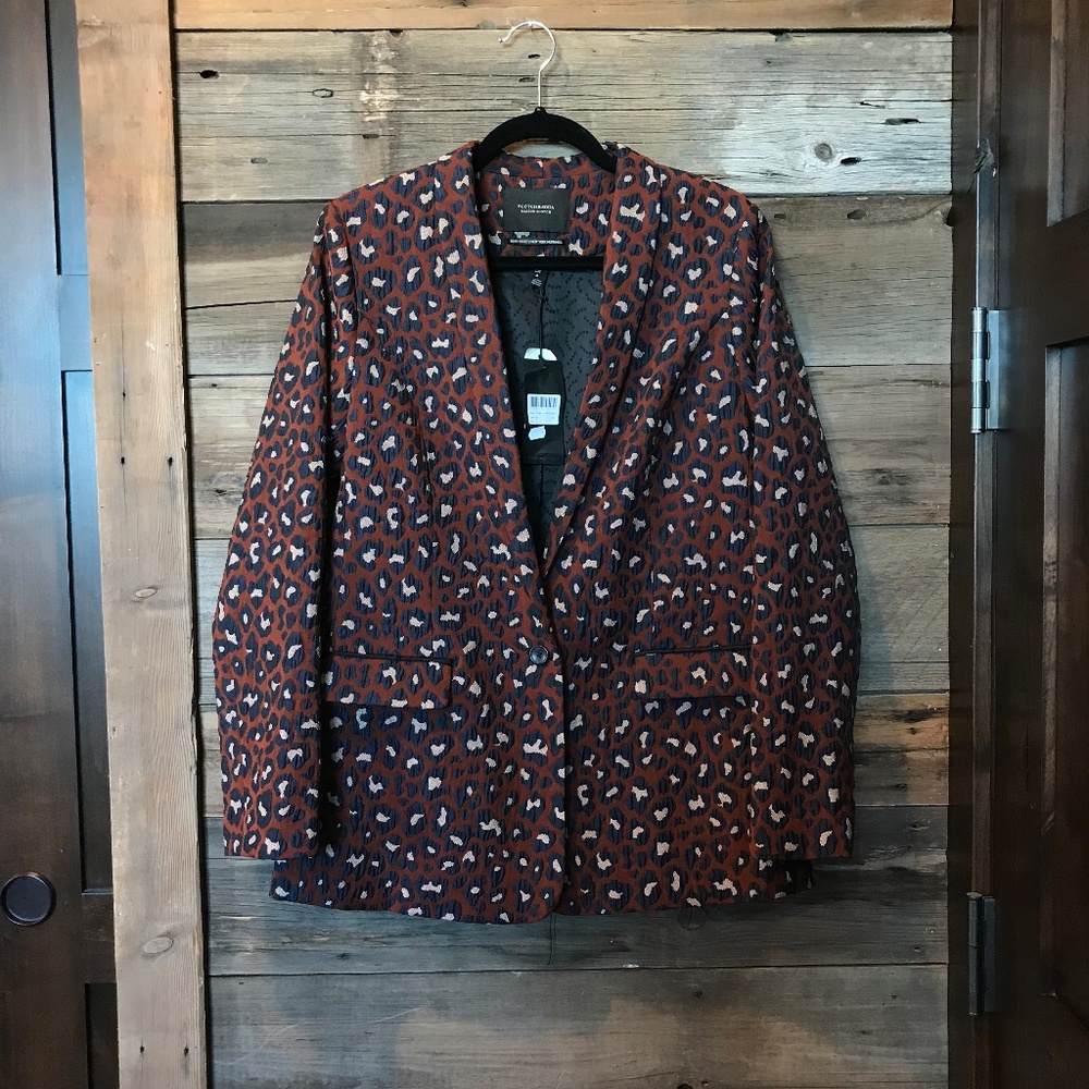 Scotch & Soda Tailored Jacquard Blazer in Leopard